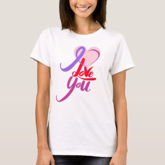 Romantisk Rosa Lila Heart Valentindagen T Shirt