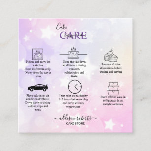 Romantisk rosa ljust, effekt glitter Cake Care Fyrkantigt Visitkort