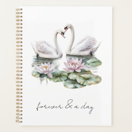 Romantisk Rosa Lotus Blommigt Svanar Forever love