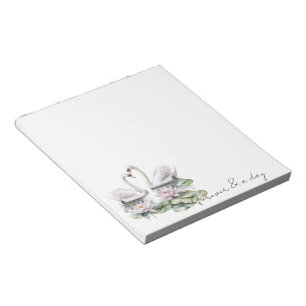 Romantisk Rosa Lotus Blommigt Svanar Forever love Anteckningsblock