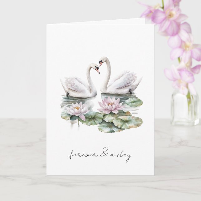 Romantisk Rosa Lotus Blommigt Svanar Forever love Kort (Orkide)