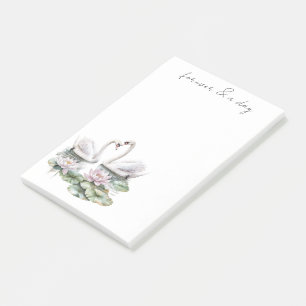 Romantisk Rosa Lotus Blommigt Svanar Forever love Post-it Block