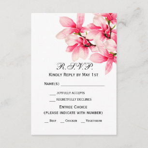 Romantisk Rosa Magnolia Blommigt Bröllop OSA Kort
