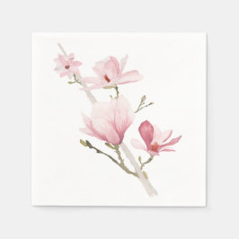 Romantisk Rosa Magnolias Greenery Napkins Pappersservett