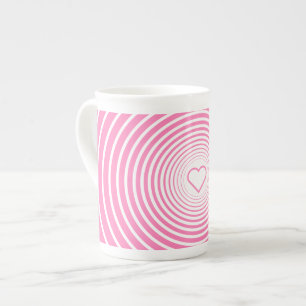 Romantisk Rosa Mugg med hjärta Benporslin Mugg