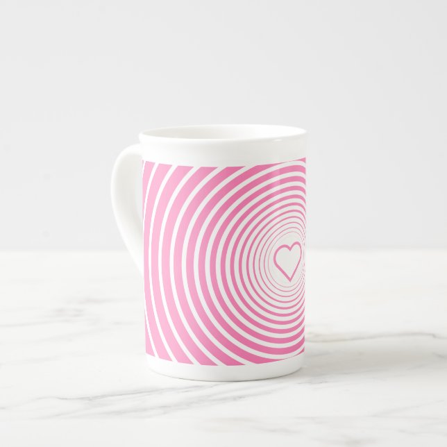 Romantisk Rosa Mugg med hjärta Benporslin Mugg (Framsida vänster)