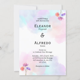 Romantisk Rosa- och Blue Wedding-inbjudan Inbjudningar