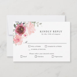 Romantisk Rosa och burgundisk OSA med Entree Kort