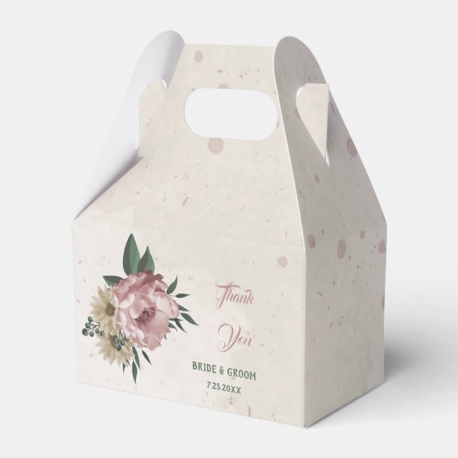 romantisk rosa och champagneblommor bröllop presentaskar (Framsidan Sidan)