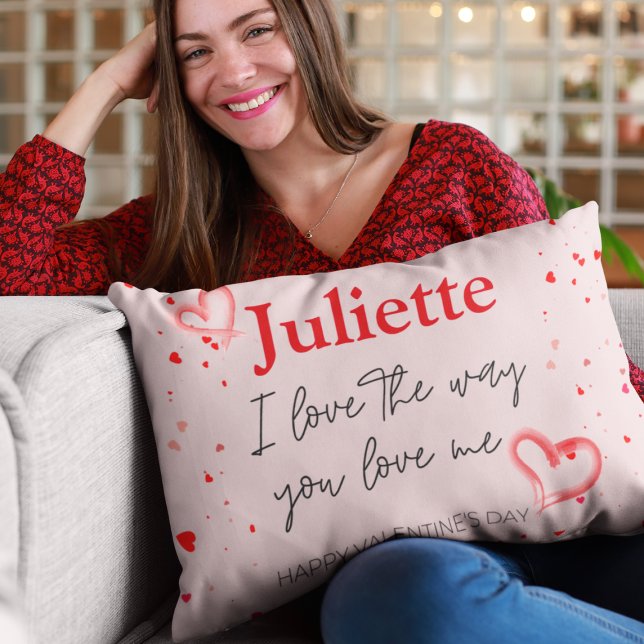 Romantisk Rosa och hjärthjärtans dag Prydnadskudde (Romantic Pink and Red Heart Valentine's Day Decorative Cushion)