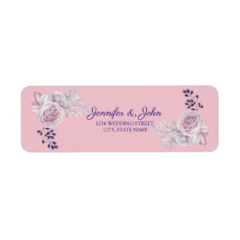 Romantisk Rosa och Lila Peonies Bröllop Adress Returadress Etikett