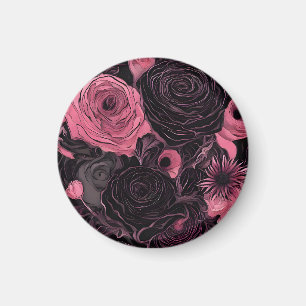 Romantisk Rosa och svart gotiic Ro Magnet