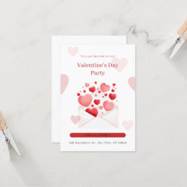 Romantisk Rosa och vita Alla hjärtans dag Party Inbjudningar