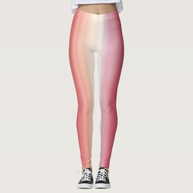 Romantisk Rosa och Vita Rand Mönster Leggings (Framsida)