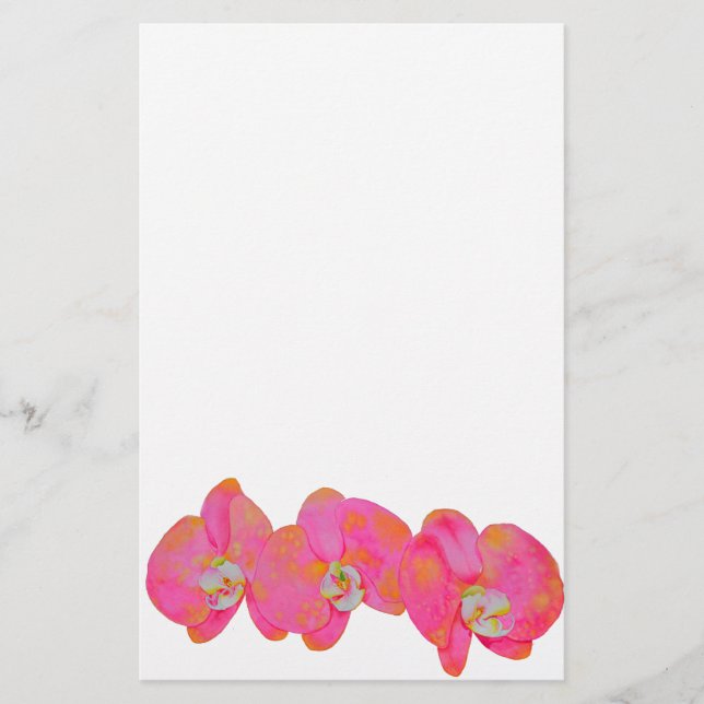 Romantisk Rosa Orchid vattenfärgsmålning Brevpapper (Framsida)
