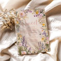 Romantisk Rosa Pastel Wildblommor Sweet 16 Invati