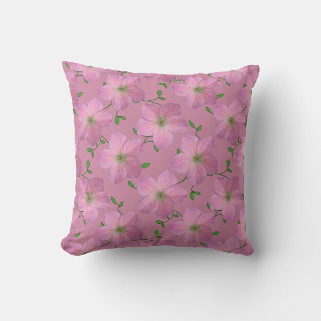 Romantisk rosa pelargoniumblomma i valfri färg kudde (Framsida)