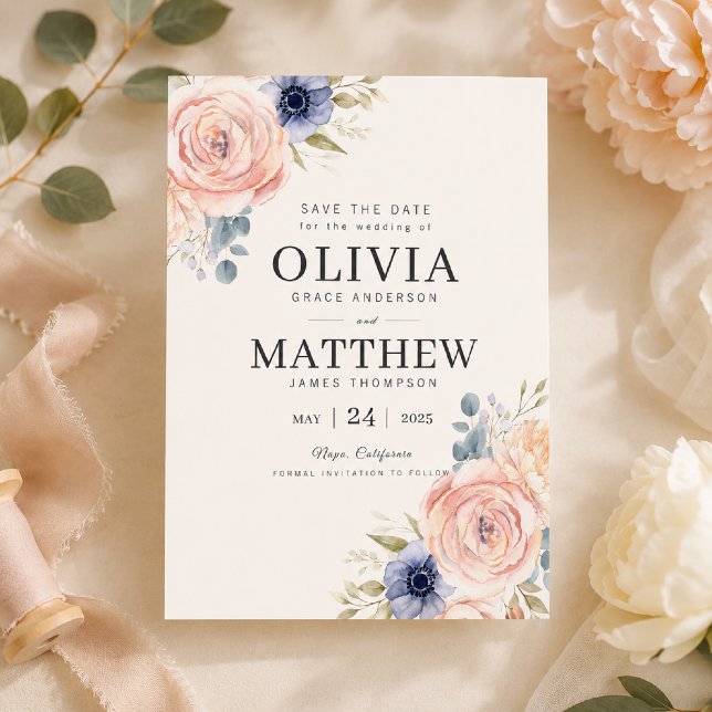 Romantisk Rosa Peonier Spara Datum Mall (Elegant floral Save the Date for your timeless wedding celebration.)