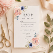 Romantisk Rosa Peonies Bröllops-Svarskortmall