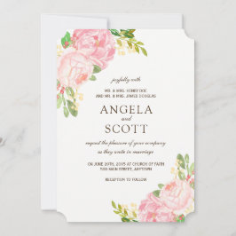 Romantisk Rosa Peonies bröllopsinbjudningar Inbjudningar