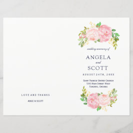 Romantisk Rosa Peonies Bröllopsprogram