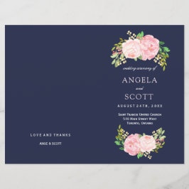 Romantisk Rosa Peonies Bröllopsprogram