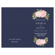 Romantisk Rosa Peonies Bröllopsprogram