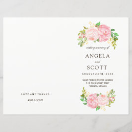 Romantisk Rosa Peonies Bröllopsprogram