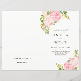 Romantisk Rosa Peonies Bröllopsprogram