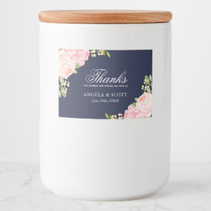 Romantisk Rosa Peonies on 3x2 Blue Labels Mat Etiketter