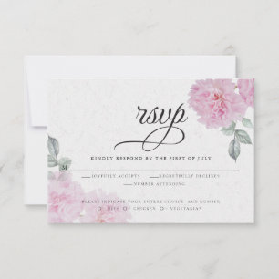 Romantisk Rosa Peonies Ris Papprare BarefootBride™ OSA Kort