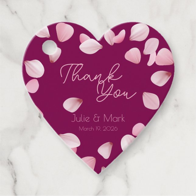 Romantisk Rosa Petals Tack Bröllop Gåvor Etiketter (Framsida)