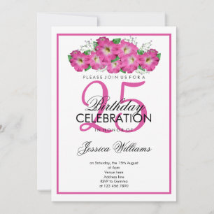 Romantisk Rosa Petunias Birthday Inbjudningar