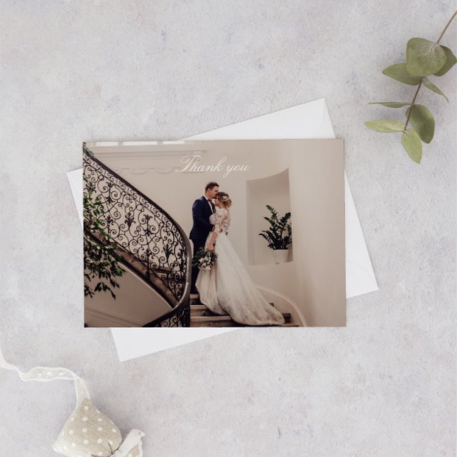 Romantisk Rosa Photo Bröllop Tack Kort (Skapare uppladdad)