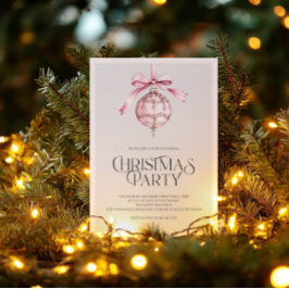 Romantisk Rosa Prydnad Julfest Inbjudan