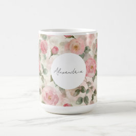 Romantisk  Rosa ros Blommigt Kaffemugg