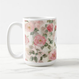 Romantisk  Rosa ros Blommigt Kaffemugg