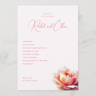 Romantisk Rosa Ros Bröllop Program