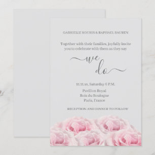 Romantisk Rosa ros Elegant Blommigt Vi gör Bröllop Inbjudningar