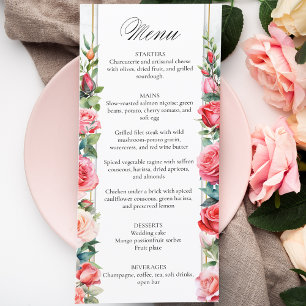 Romantisk Rosa ros och kalligrafi Meny