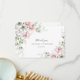 Romantisk Rosa ros Watercolor Bröllop Tack 