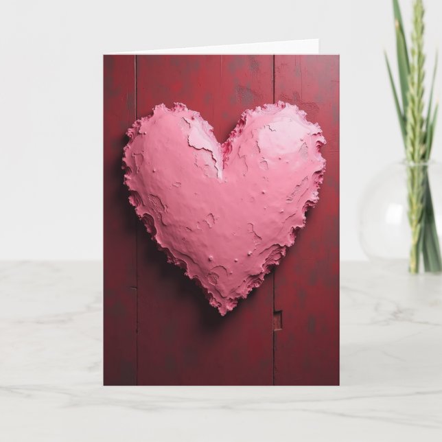 Romantisk Rosa Texturerad Hjärtkort Kort (Framsida)