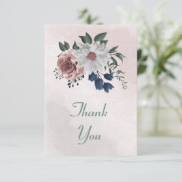 romantisk rosa, vit och marin blåa blommor tack kort