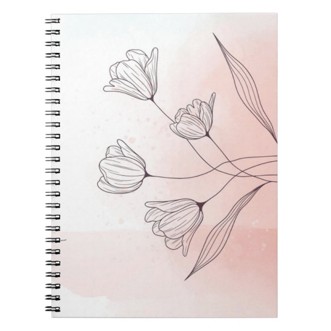 Romantisk Rosa Watercolor Blommigt Anteckningsbok (Framsidan)