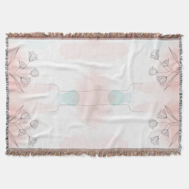 Romantisk Rosa Watercolor Blommigt Dopp Kit - Eleg Filt (Framsidan)