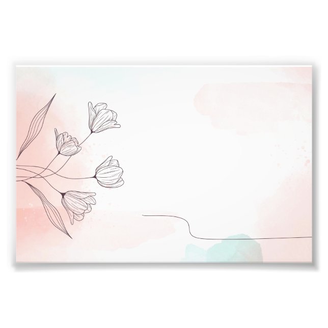 Romantisk Rosa Watercolor Blommigt Fototryck (Framsidan)