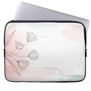 Romantisk Rosa Watercolor Blommigt Laptop Fodral