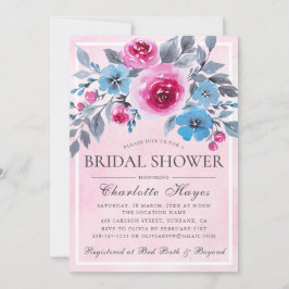 Romantisk Rosa Watercolor Blommigt Möhippa Inbjudningar