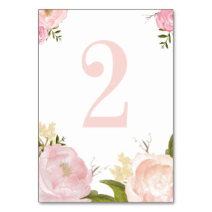 Romantisk Rosa Watercolor Flowers Bordsnummer 2