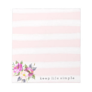 Romantisk Rosa Watercolor Rand Blommigt Anteckningsblock